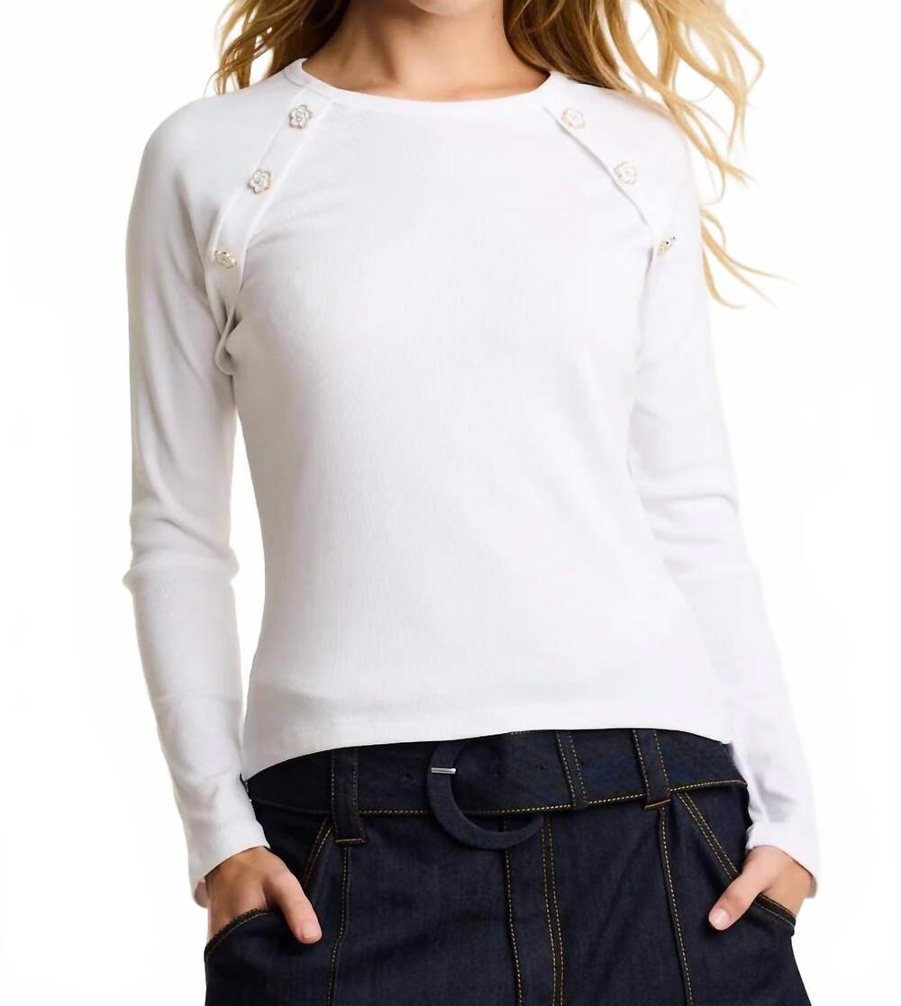 NEW LISA TODD pure pima rib raglan top in white